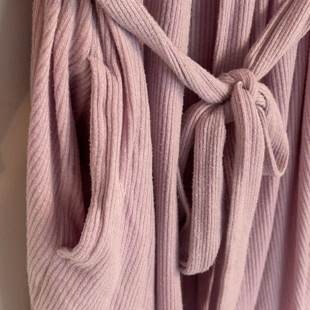 GAP GapBody XL Long Sleeve Ribbed Belted Robe Pink G1126XRDMA Loungewear - Picture 6 of 10